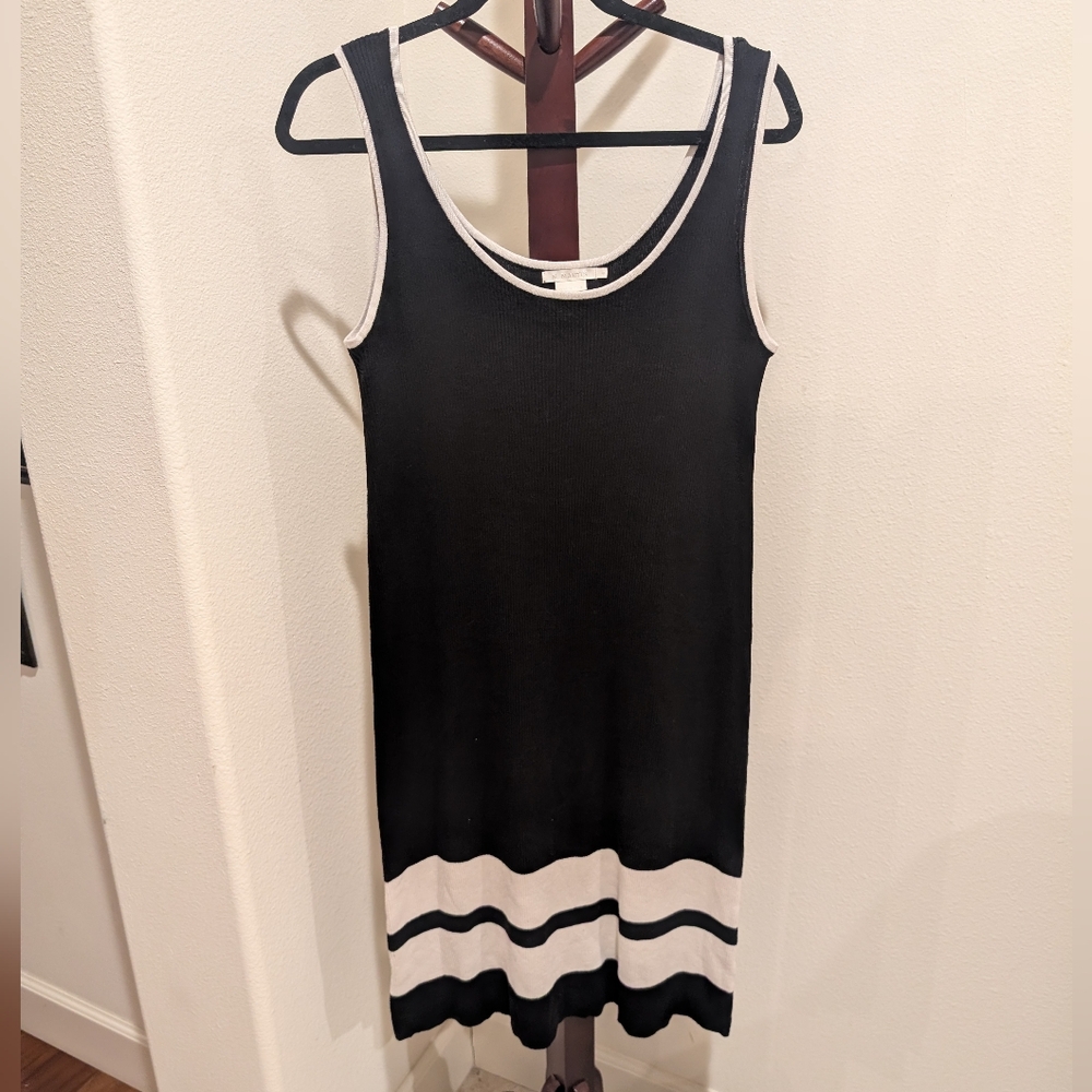 Silk Blend Black and White Sleeveless Knit Dress - Size S - Picture 8 of 8